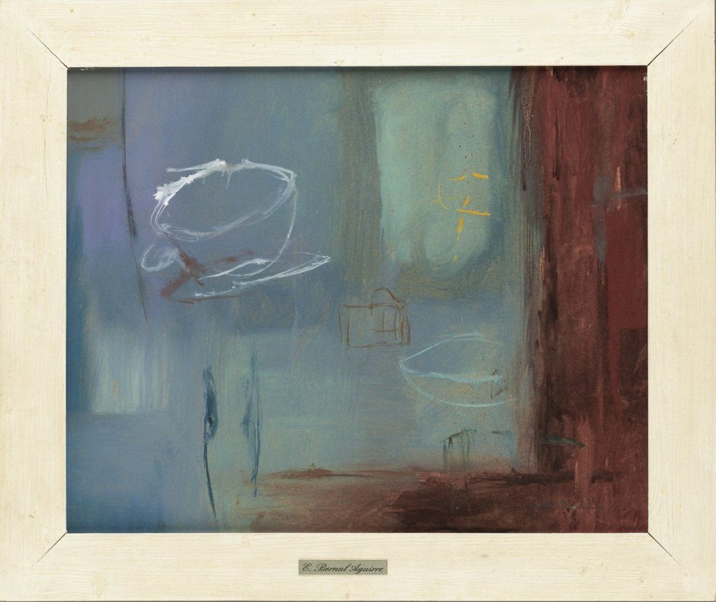 Abstracción en azul y rojo de Esteban Bernal Aguirre, reproducida para el libro «Arte en el COMA»