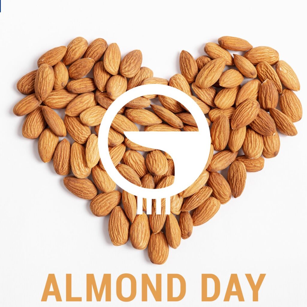 Publicación de LinkedIn de Incus Tech por el Almond Day: corazón de almendras con su logotipo