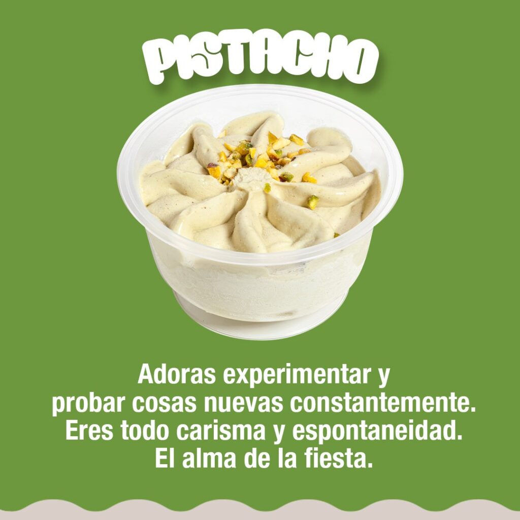 Publicación de Instagram de Helados Mesbó sobre el helado de pistacho, del Kit Digital